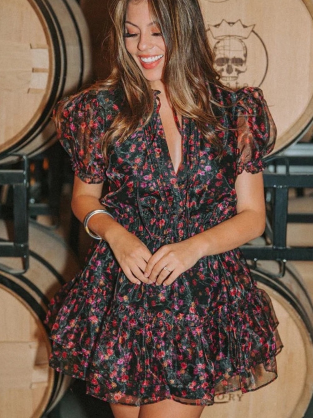 Buddy Love Clementine Elastic Waist Mini Dress | Floral Fantasy